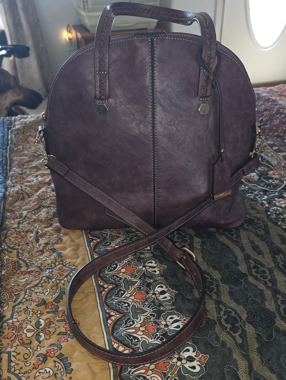Women's Purple Dome Satchel Handbag